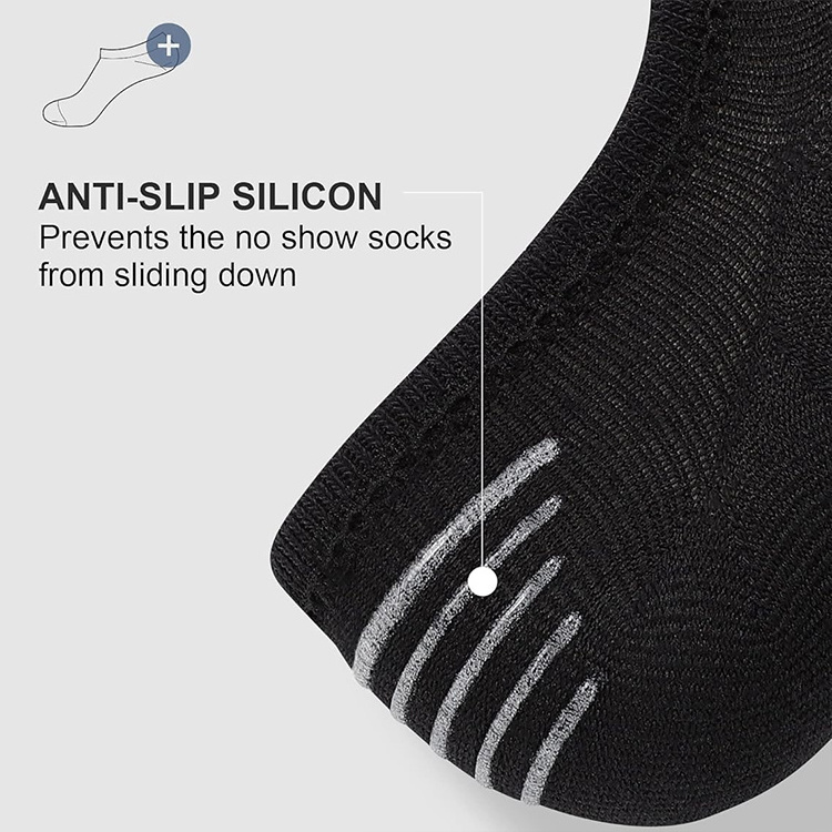 Hot selling solid color low cut men socks silicone design anti slip casual sport running cushion socks