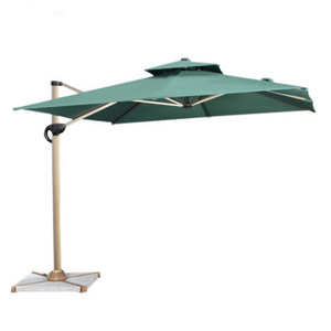 Outdoor 9ft Patio Double Roma Umbrella Yellow Offset Rectangle 3x3m Rectangular Aluminium Cantilever Parasol With Tilt And Crank