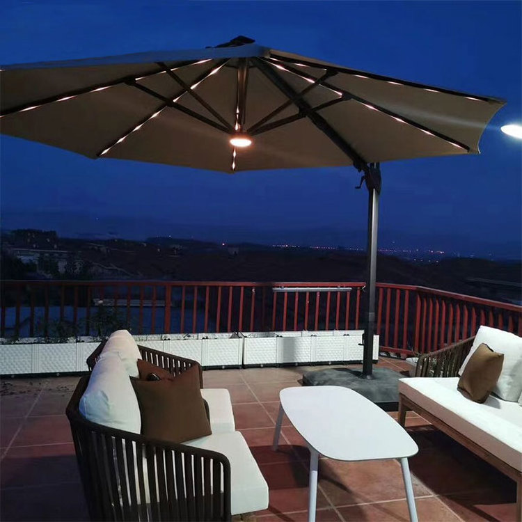 Patio Sunshade Luxury yard 12 ft aluminum outdoor umbrellas big size parasol offset solar led garden umbrella