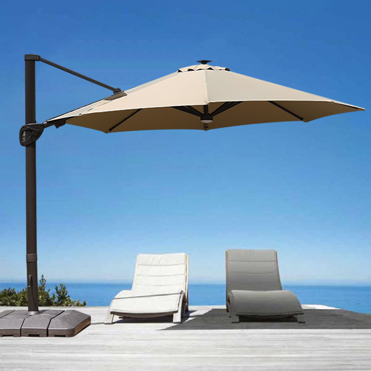 Patio Sunshade Luxury yard 12 ft aluminum outdoor umbrellas big size parasol offset solar led garden umbrella