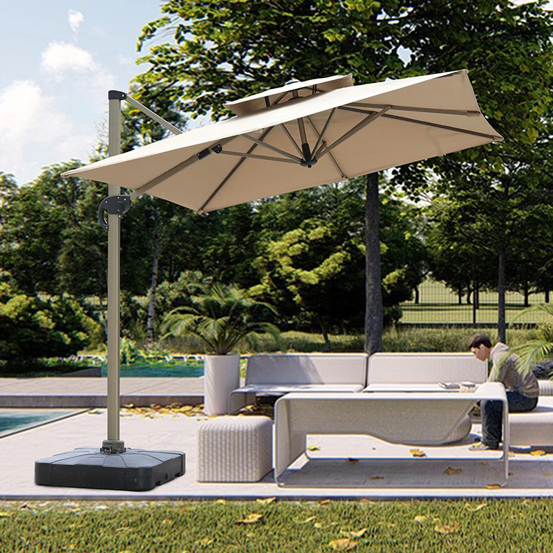 Outdoor Patio Umbrella Offset Big Square Cantilever  Umbrella 3m With LED Light For Garden Bench Umbrella Yard Parasol