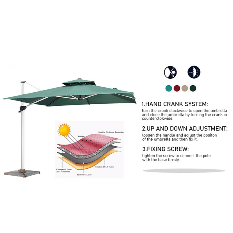 High quality 3m large garden outdoor umbrella heavy duty aluminium cantilever sun patio umbrella 360 degree parasol