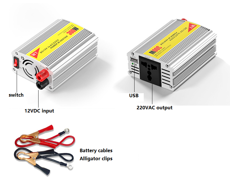 12V to 220V Mini Car Power Inverter Adapter 300W Car Power Inverter Charger