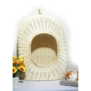 Made in Vietnam - Luxury handwoven natural rattan cat & pet cages & pet bed house with cushion