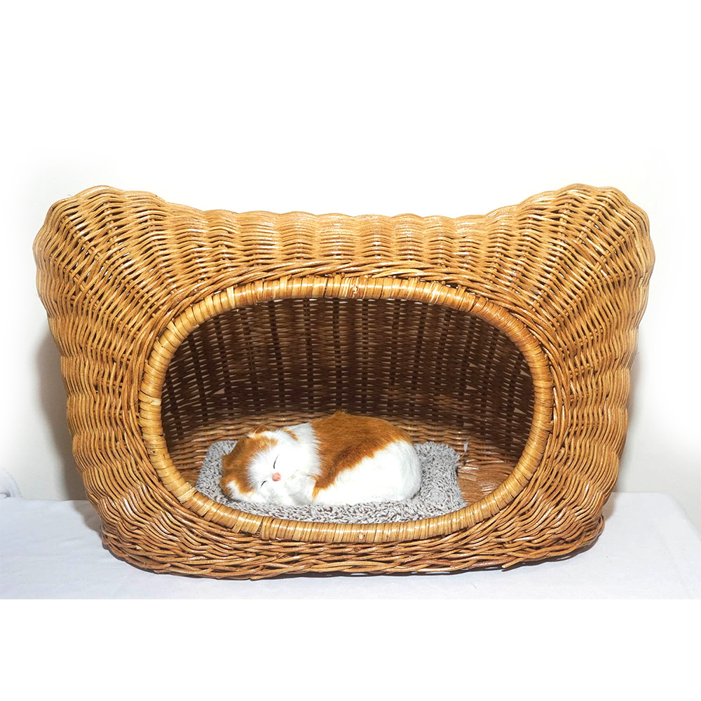 Made in Vietnam - Luxury handwoven natural rattan cat & pet cages & pet bed house with cushion