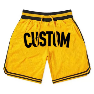 classic printed blank shiny breathable medium above the knee customable men's embroidery basketball shorts with pockets