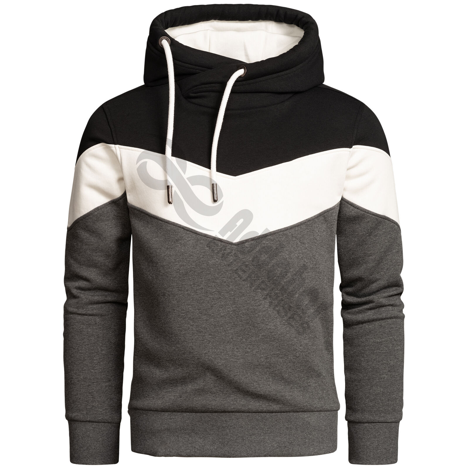 2023 New Fashion Wholesale Men's Casual Sports Fleece Panel Sweater Jacket Color Block Pullover Hoodie For Men High Quality