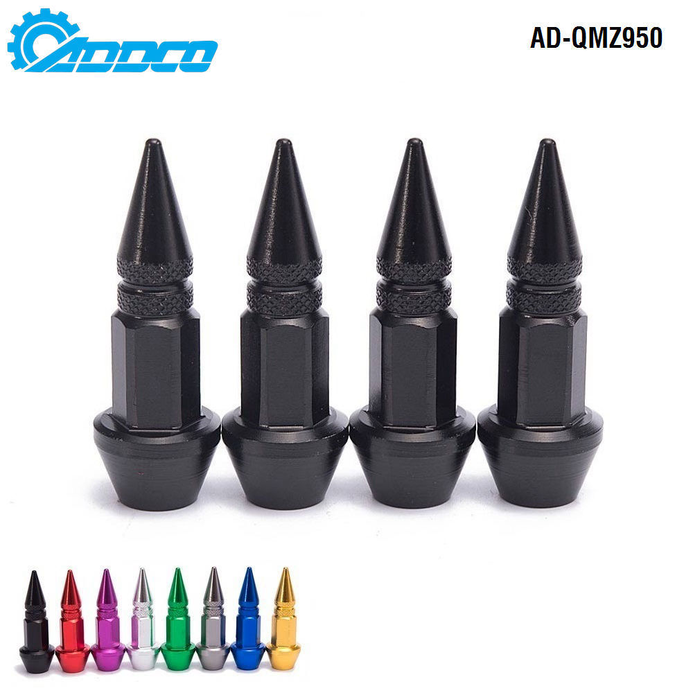 ADDCO - EPMAN 4Pcs/Set Spike Shape Auto Bicycle Tire Valve Cap Valve Stem Caps Wheel Rims Lug Nuts AD-QMZ950