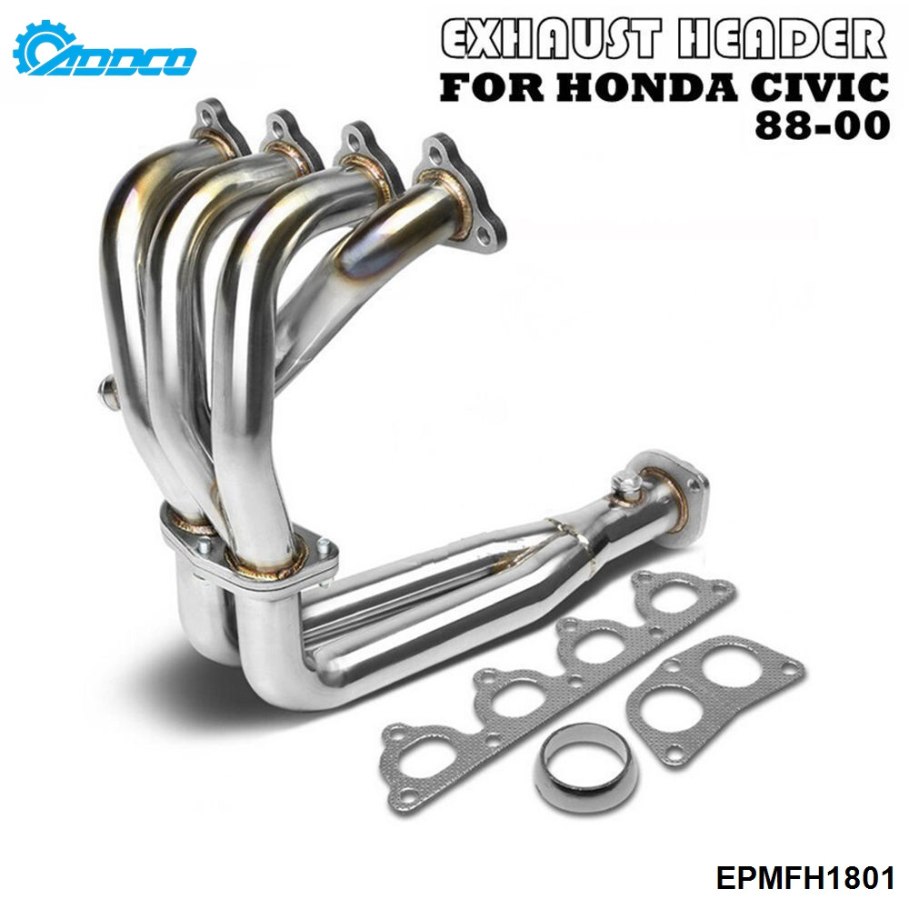 ADDCO STAINLESS STEEL PIPING HEADER MANIFOLD EXHAUST FOR HONDA 88-00 CIVIC EG EF EK EM EPMFH1801