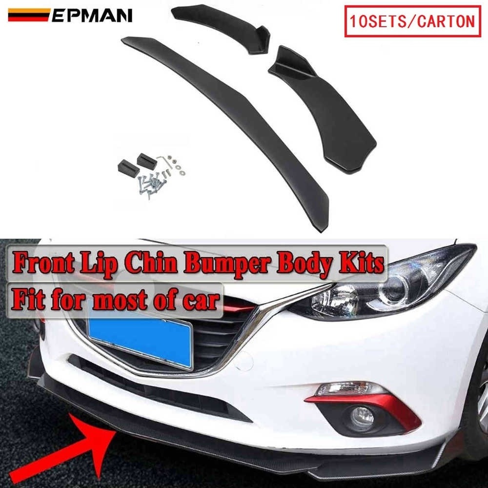 EPMAN 10SETS/CARTON 3pcs Car Front Bumper Splitter Lip Diffuser Chin Bumper Spoiler Body Kit For Ford / BMW EPCY993BK EPCY994TW