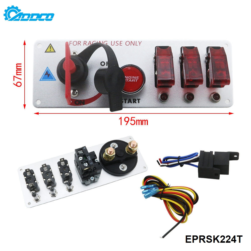 ADDCO EPMAN 12V Racing Car Toggle Ignition Switch Panel LED Push Button Starter Engine Start EPRSK224T