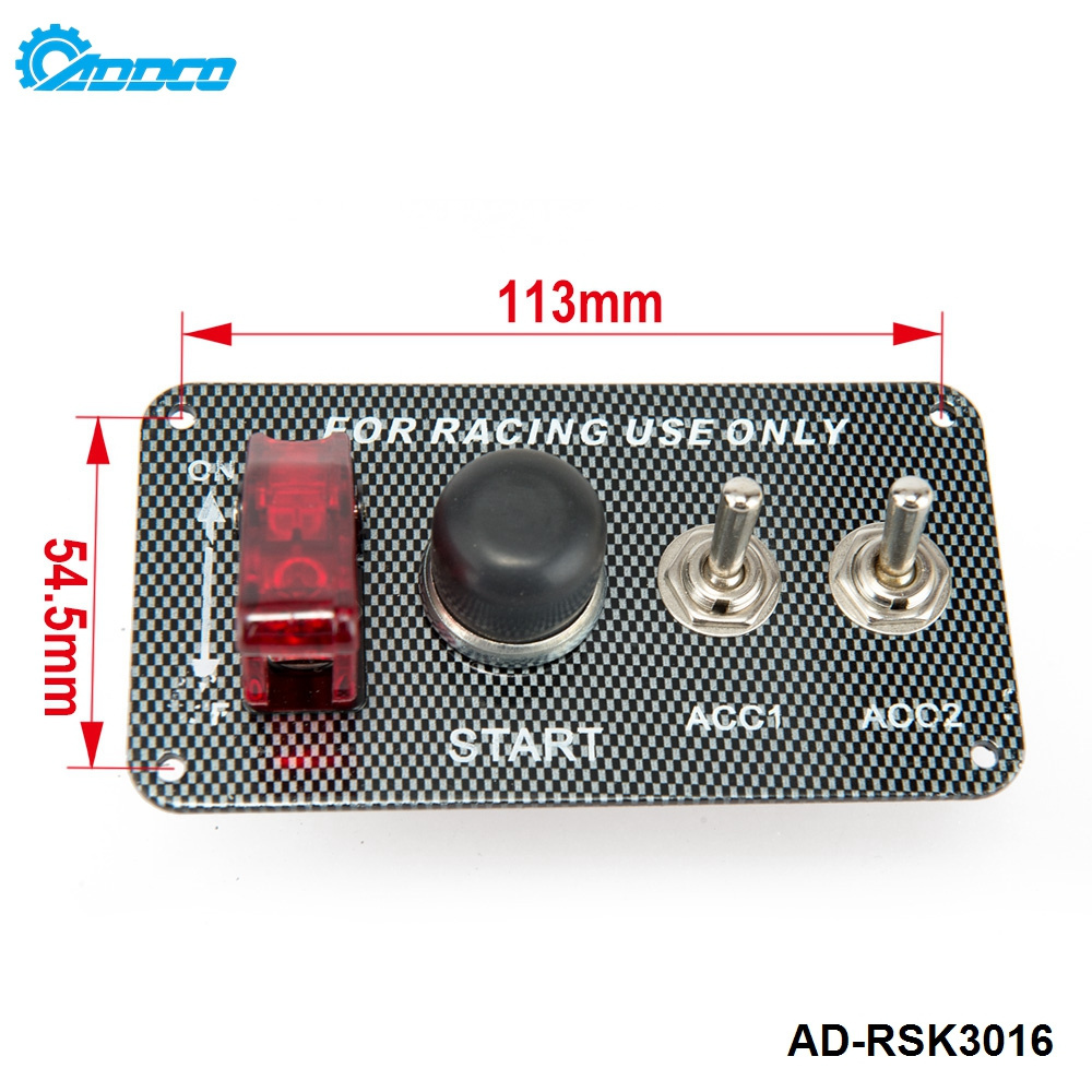 ADDCO - 12V Ignition Switch Panel Engine Start Push Button LED Toggle Switch For Racing Car AD-RSK3016