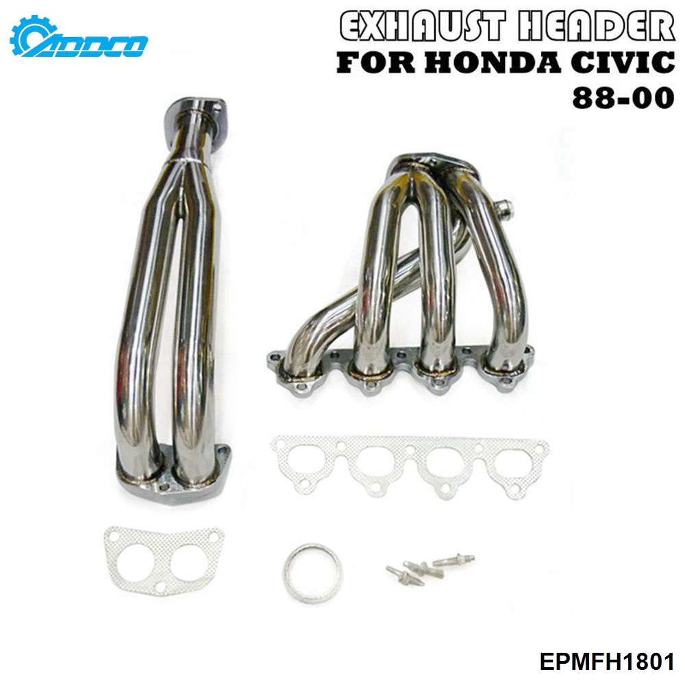 ADDCO STAINLESS STEEL PIPING HEADER MANIFOLD EXHAUST FOR HONDA 88-00 CIVIC EG EF EK EM EPMFH1801