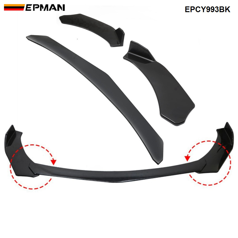 EPMAN 10SETS/CARTON 3pcs Car Front Bumper Splitter Lip Diffuser Chin Bumper Spoiler Body Kit For Ford / BMW EPCY993BK EPCY994TW