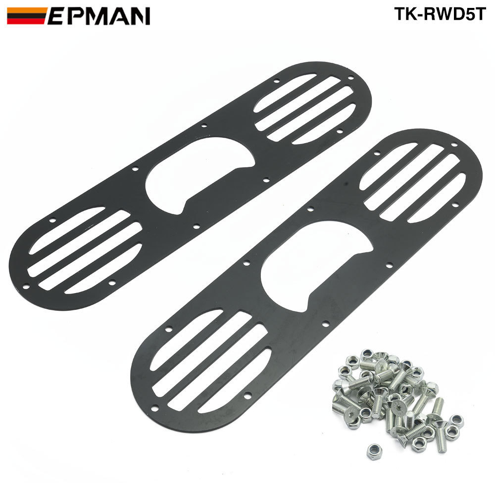 EPMAN Black /Silver 2PCS Aluminum Rear Bumper Race Air Diversion Diffuser Gunmetal For Honda Civic TK-RWD5T