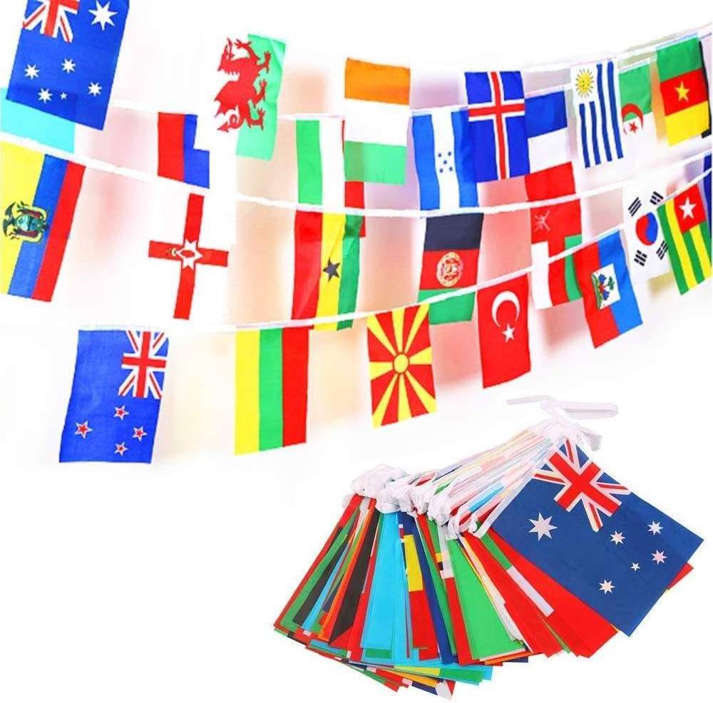 Hot Sale Custom Logo Small String Banner Wholesale Manufacturer Bunting Different Country Colorful Decoration Flag Bunting