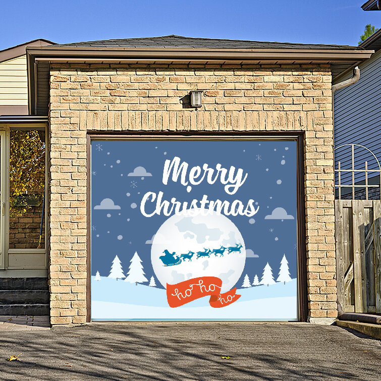 7x8ft Christmas Garage Door Decor Mural for Single Car Garage Custom Garage Door Banner