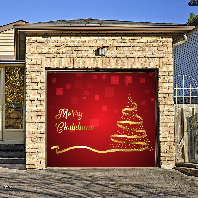 7x8ft Christmas Garage Door Decor Mural for Single Car Garage Custom Garage Door Banner