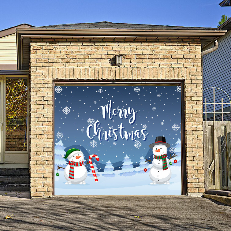 7x8ft Christmas Garage Door Decor Mural for Single Car Garage Custom Garage Door Banner