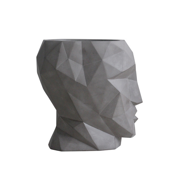 Handmade Geometrical Concrete Human Head open decorative home garden flower cement pot