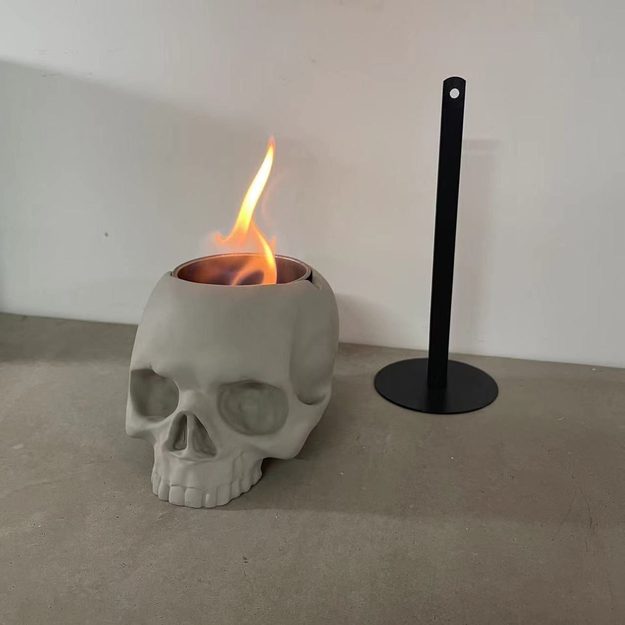 SKULL Mini Tabletop Ethanol Fireplace Tabletop Fire Pit Desktop Bio Fuel burner table fire portable Fire Pit