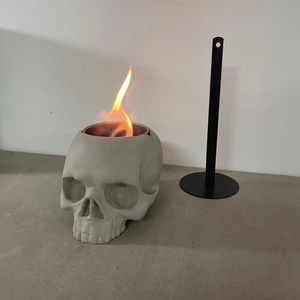 SKULL Mini Tabletop Ethanol Fireplace Tabletop Fire Pit Desktop Bio Fuel burner table fire portable Fire Pit