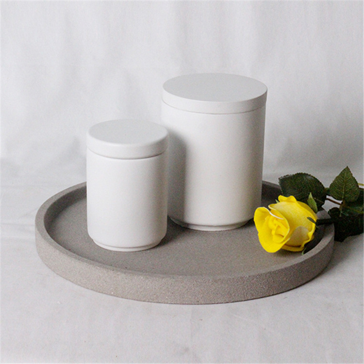 New 4oz 6oz 8oz 10oz 12oz 14oz 16oz  concrete candle jar bowl Concrete candle holder with lid for candle making