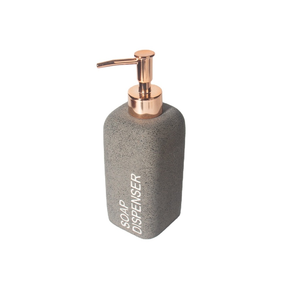 Environmental concrete/cement bathroom accessories sets for bathroom and kitchen sandstone effect hand soap dispenser bottle