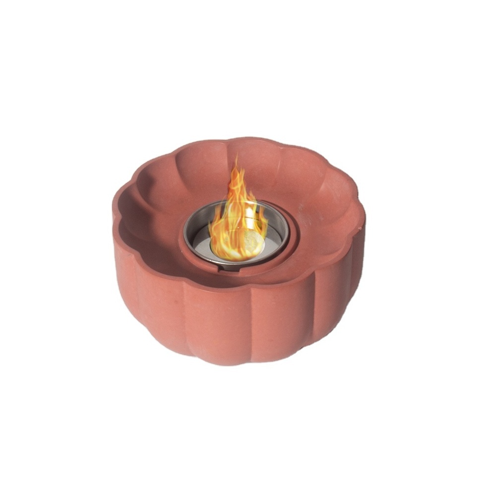 Wholesale Orange Flower Shaped Concrete Fire Pit Ethanol Fireplace Tabletop Pit