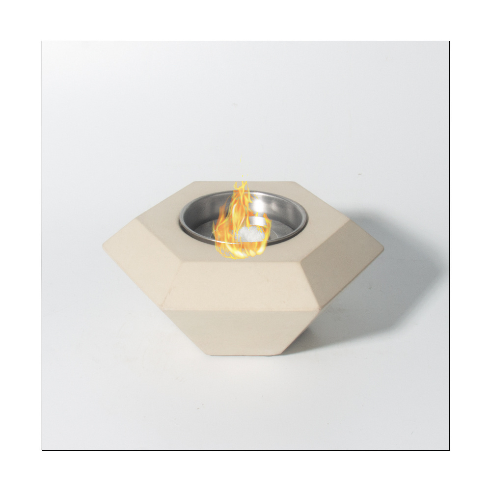 Portable Concrete gas tabletop Fire Pit smokeless with Stainless Steel Cup Use for Home ethanol table fireplace