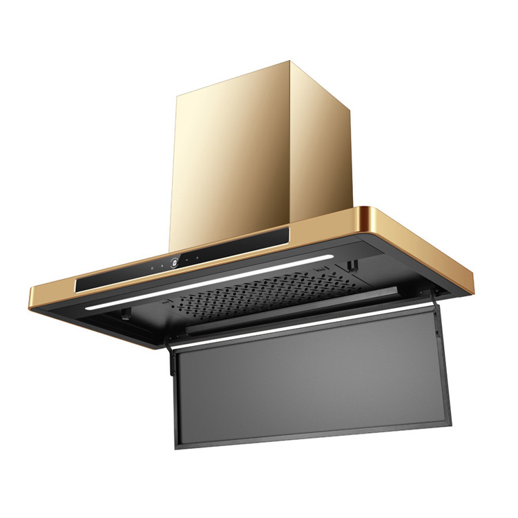 Euro style Golden Stainless Steel 900mm kitchen smoke extractor fan cooker range hood