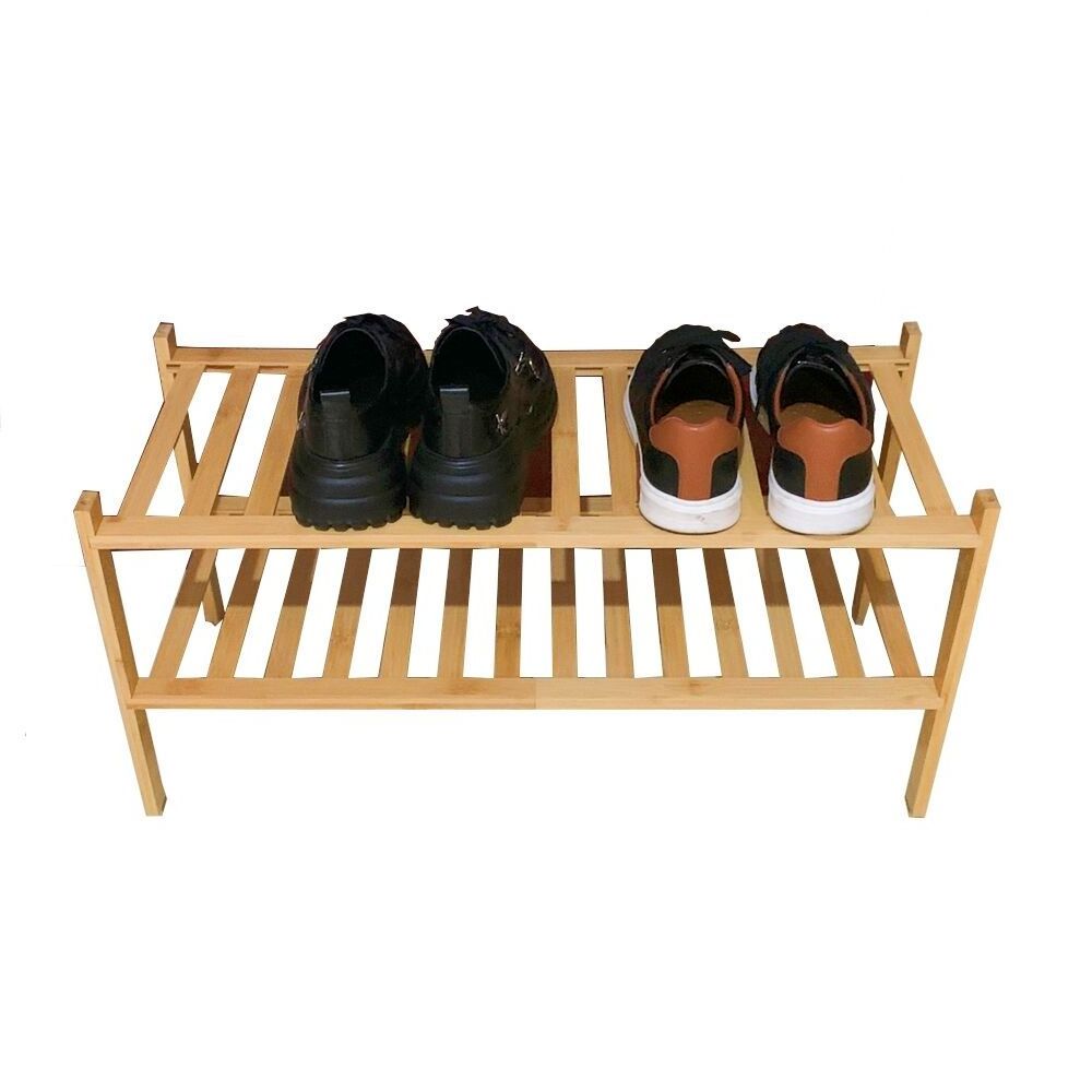 Addreen Custom 2-Tier Multifunctional Living Room Bamboo wooden shoes rack Environmentally Friendly Space Saver