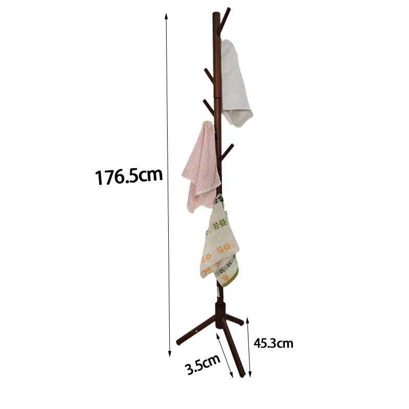 Addreen Wooden Tree Coat Rack with 3 Adjustable Sizes 8 Hooks Easy Assembly Free Standing Solid Coat Hanger Stand