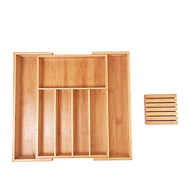 Addreen Manufacturer Bamboo Expandable Utensil Cutlery Tray and Drawer Cutlery Organizer for Kitchen Drawers Black