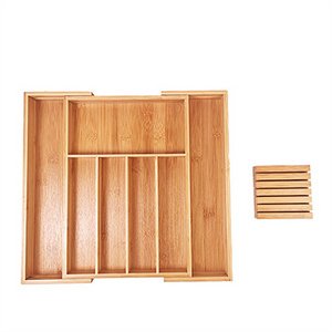 Addreen Manufacturer Bamboo Expandable Utensil Cutlery Tray and Drawer Cutlery Organizer for Kitchen Drawers Black