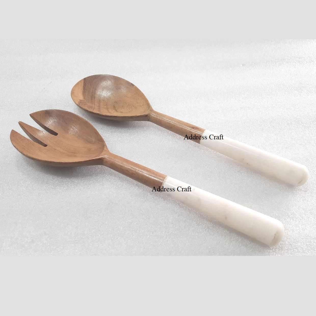 Marble Handle Mango Wood Salad Server Multifunctional Uses Home Hotel Restaurant