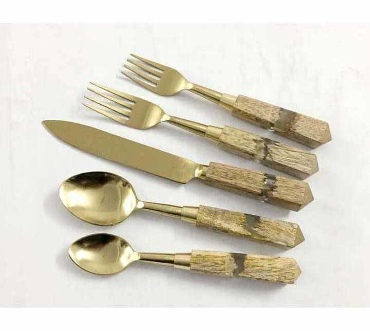 Wholesale Flatware Set Acrylic Handle Essentials Home Hotel Tableware Stainless Steel Cutlery Set of 5 Dinner Cutlery Flatware