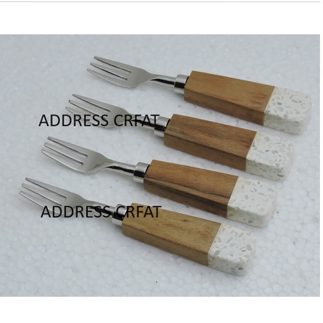 Trending Stainless Steel Fork Set Marble And Resin Handle Wedding And kitchenware Birthday Party Use Fruit Fork Sets dinner set