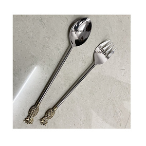 High Quality Brass Handle 18/8 Stainless Steel Salad Server Multifunctional Usage Home Hotel Restaurant Salad Tools Kitchenware