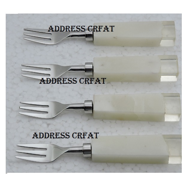 Trending Stainless Steel Fork Set Marble And Resin Handle Wedding And kitchenware Birthday Party Use Fruit Fork Sets dinner set