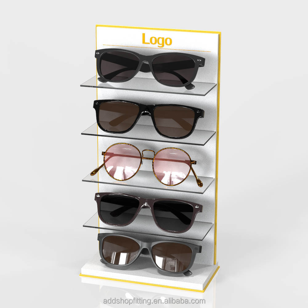 Customized yellow acrylic sunglasses display rack