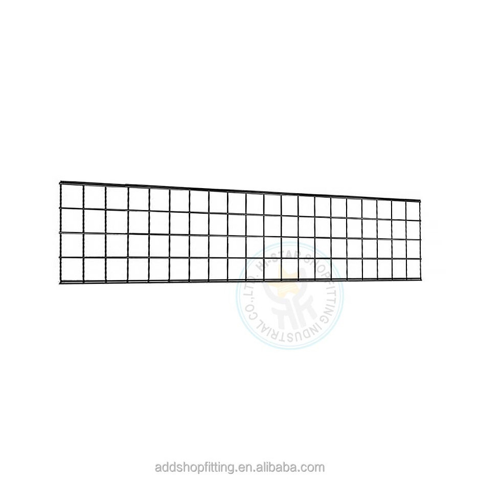 Black wire mesh panel grid wall display racks