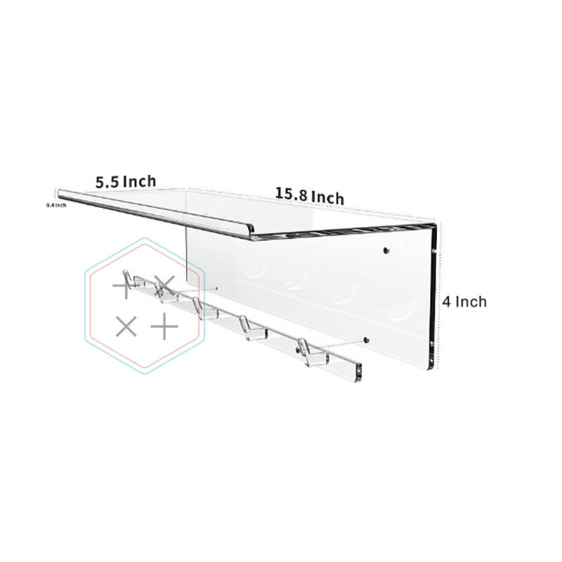 40cm Clear Acrylic Floating Wall Mounted Shelves for Bedroom