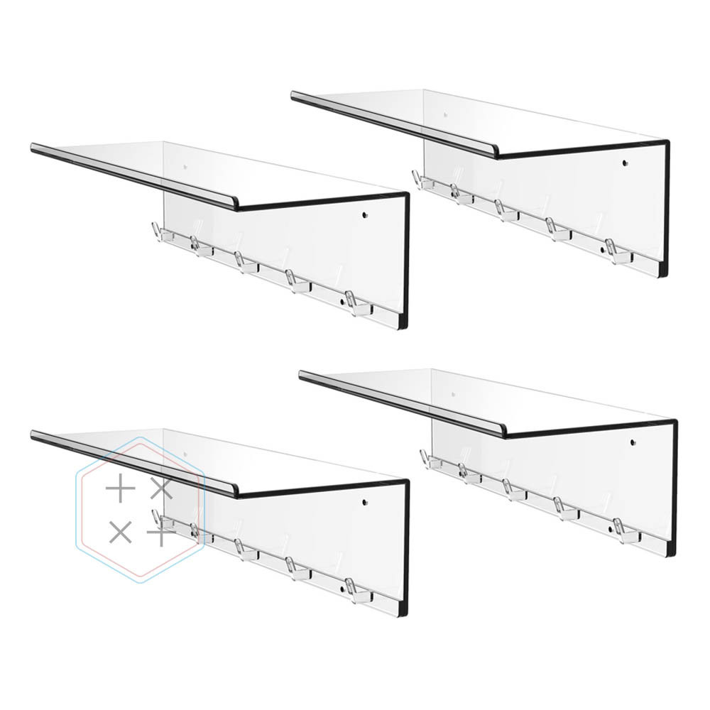 40cm Clear Acrylic Floating Wall Mounted Shelves for Bedroom