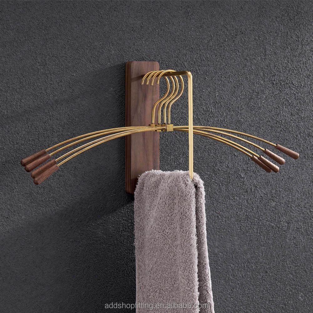 Wood gold clothing rack for wall