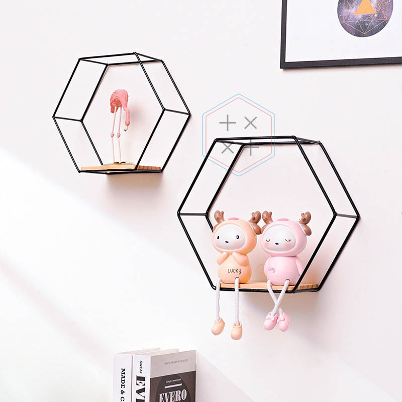 Wall Mounted Hexagon Floating Wall Shelves