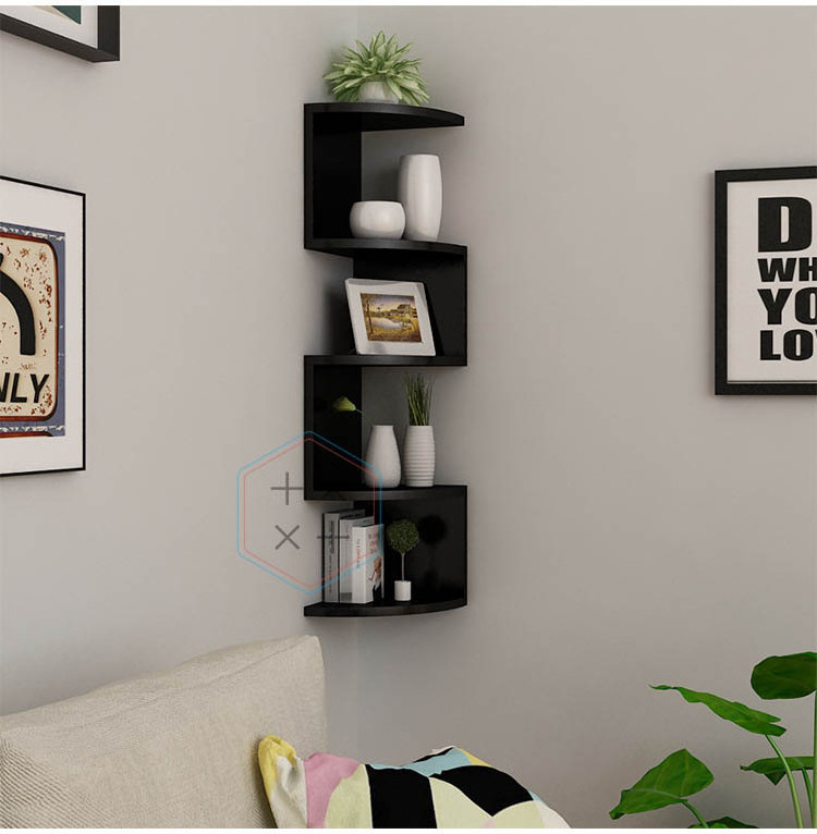 6 Tier Wall Mount Wood Floating Shelves for Living Room