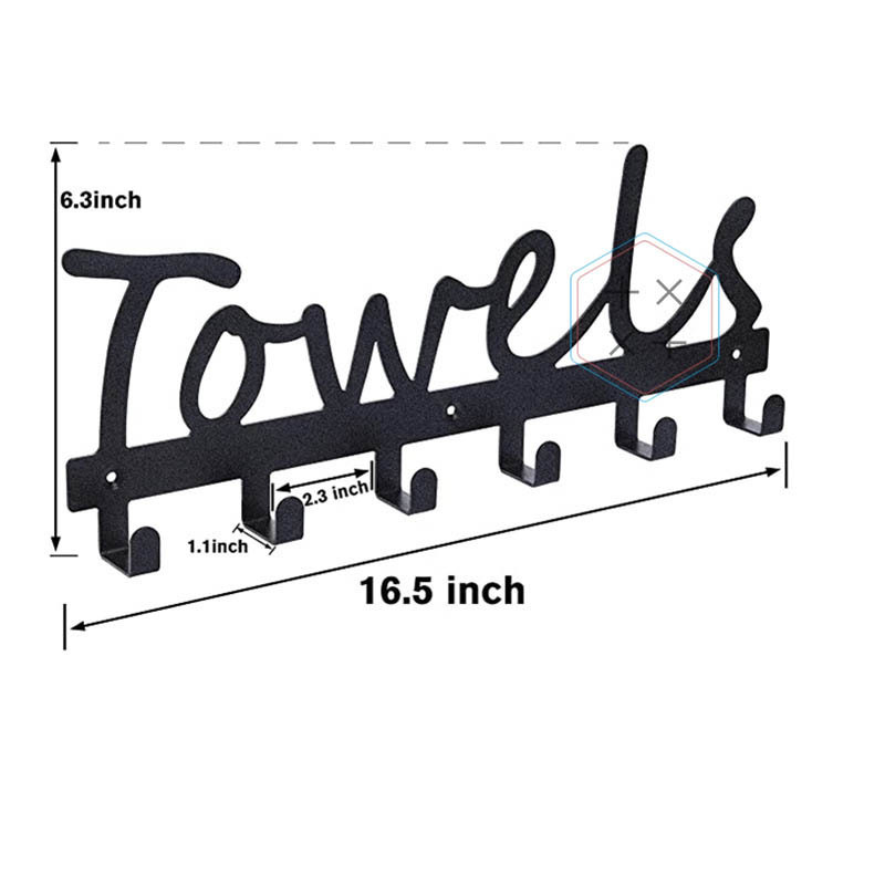 5/6/8 Hooks Black metal Over The Door Towel Holder for Bathroom