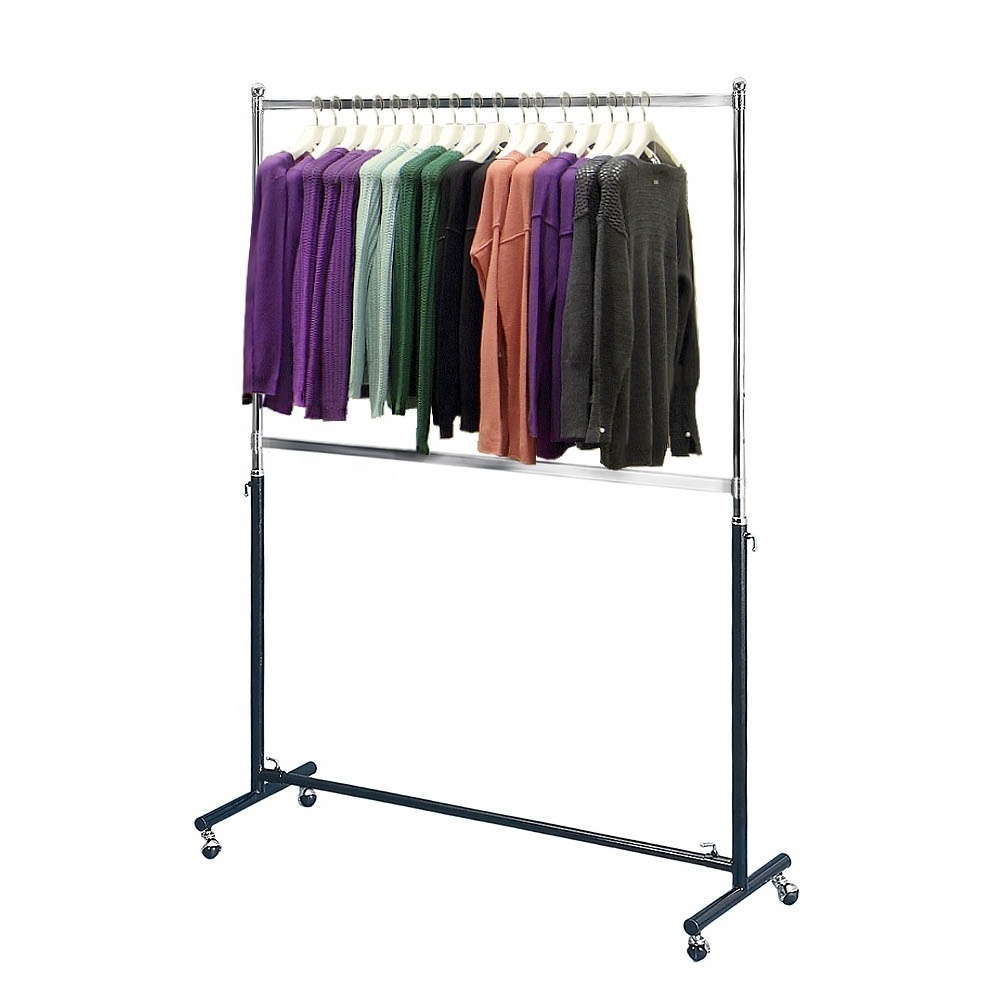 2 rails metal gold clothing rack for store display