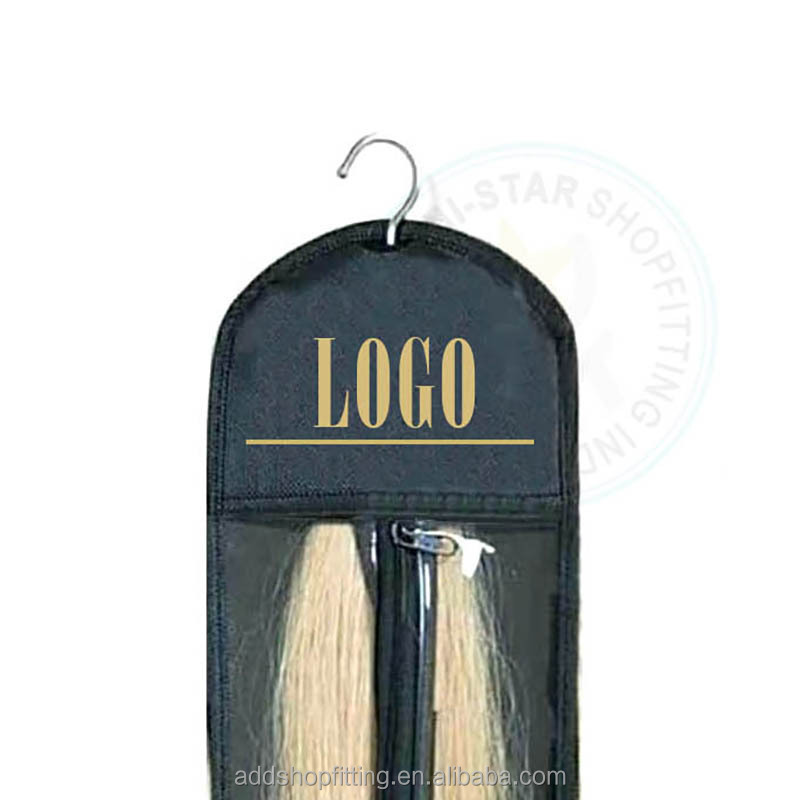 Custom logo packaging storage wig bags with hanger